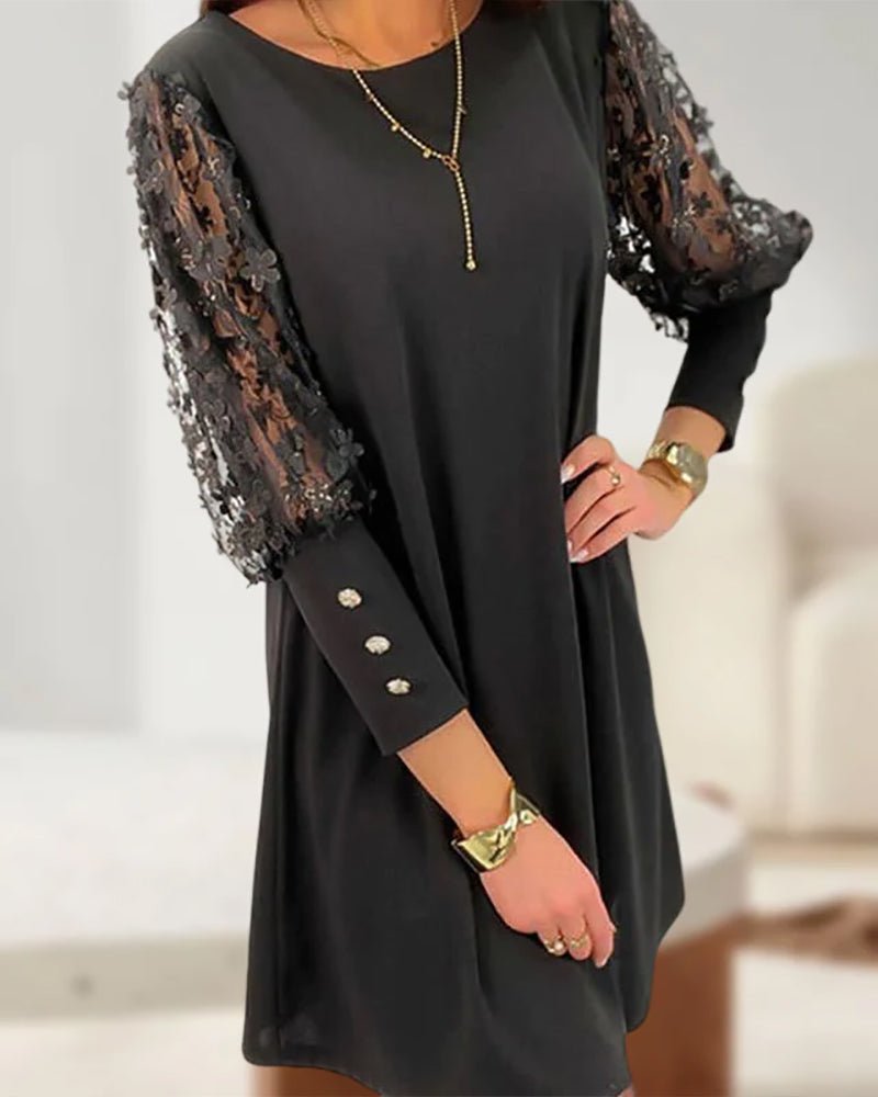Embellished Sleeve Mini Dress | 3D Floral Mesh | Elegant Party Silhouette