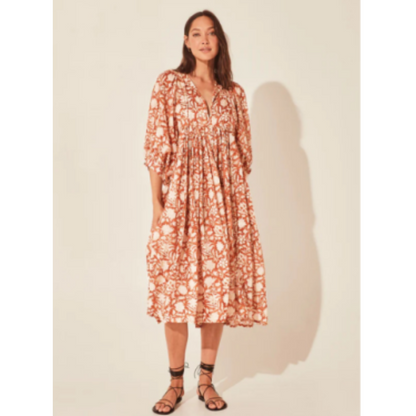 Bold Floral Print Midi Dress | Relaxed Fit | Lightweight Vacation Style