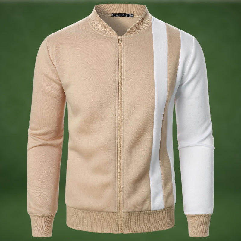 Men’s Colourblock Zip-Up Knit Jacket | Sporty Contrast Design | Lightweight Streetwear Layer