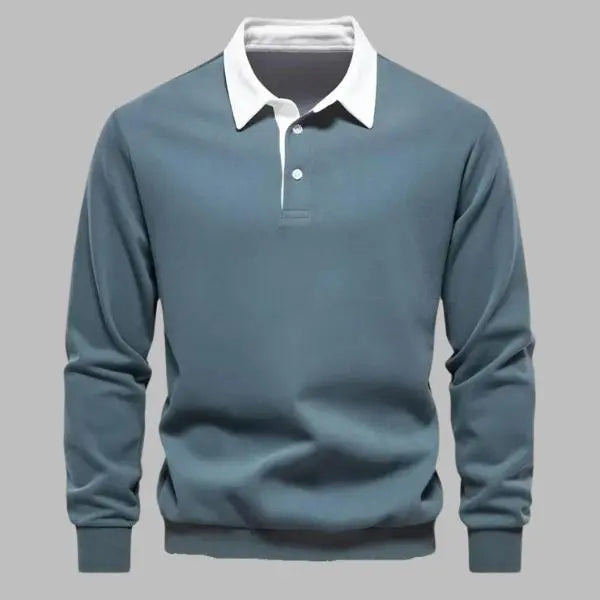 Men's Polo Collar Sweatshirt | Soft Knit Blend | Casual Smart-Layer