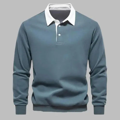 Men's Polo Collar Sweatshirt | Soft Knit Blend | Casual Smart-Layer