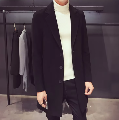 Men’s Wool-Blend Overcoat | Single-Breasted Classic Fit | Midweight Fall Jacket