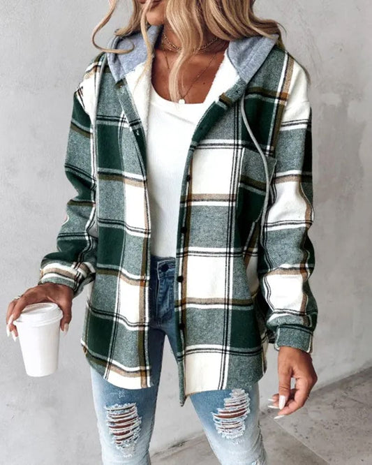 Plaid Flannel Jacket | Oversized Fit | Cotton Blend | Casual Layering Essential