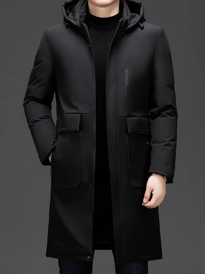 Men’s Hooded Winter Parka | Water-Resistant Longline Coat | Cold Weather Performance Outerwear