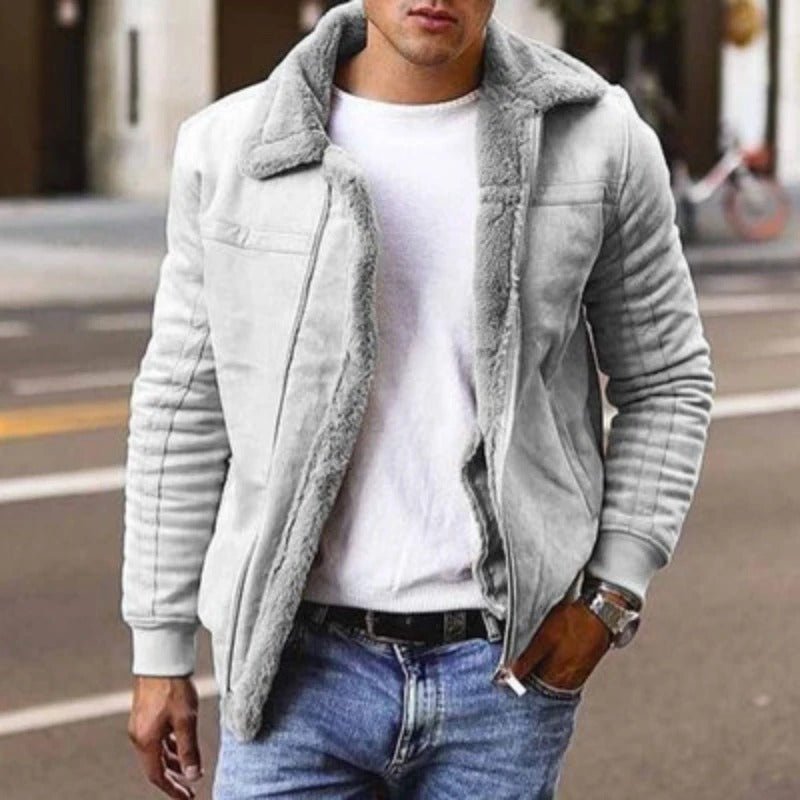 Men's PU Leather Aviator Jacket | Sherpa-Lined | Warm & Stylish