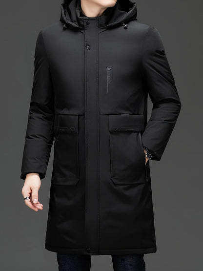 Men’s Hooded Winter Parka | Water-Resistant Longline Coat | Cold Weather Performance Outerwear