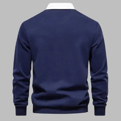 Men's Polo Collar Sweatshirt | Soft Knit Blend | Casual Smart-Layer