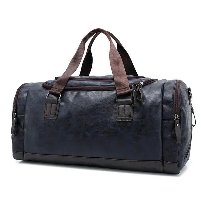 Men’s Faux Leather Duffel Bag | Weekender Carryall | Water-Resistant Travel Gear