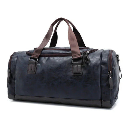 Men’s Faux Leather Duffel Bag | Weekender Carryall | Water-Resistant Travel Gear