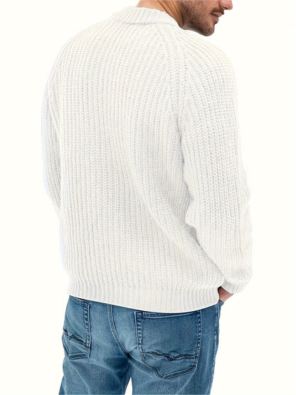Men’s Chunky Ribbed Knit Sweater | Relaxed Crewneck | Cold-Weather Essential