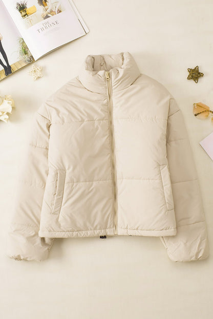 Cropped Puffer Jacket | High Collar | Lightweight Warmth | Winter Casual
