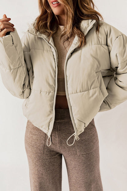 Cropped Puffer Jacket | High Collar | Lightweight Warmth | Winter Casual