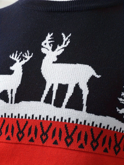 Men’s Holiday Reindeer Sweater | Festive Knit Crewneck | Winter Party Pullover