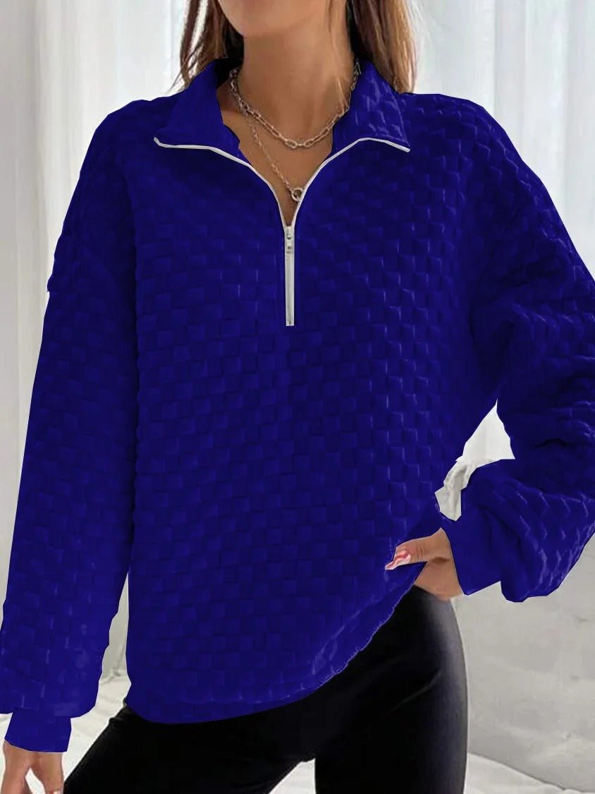 Women's Quarter-Zip Pullover | Waffle Textured Knit | Lightweight Casual Layer