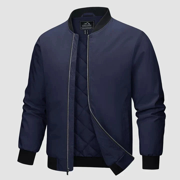 Men’s Quilted Bomber Jacket | Ribbed Trim | Lightweight Layer for Fall