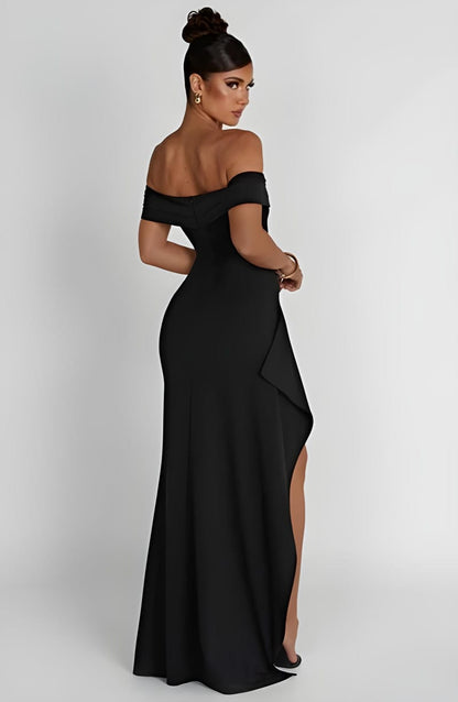 Off-Shoulder Evening Gown | Thigh-High Slit | Elegant Formal Dress