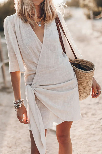 Wrap-Style Mini Dress | Lightweight Fabric | Versatile Summer Wear