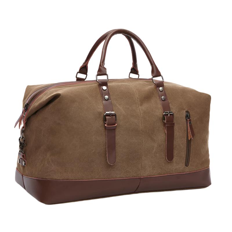 Canvas Weekender Duffel Bag | Leather Trim | Travel Carryall