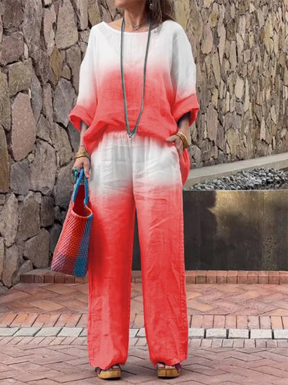 Two-Piece Ombre Loungewear Set | Lightweight Layering with Gradient Colour Wash