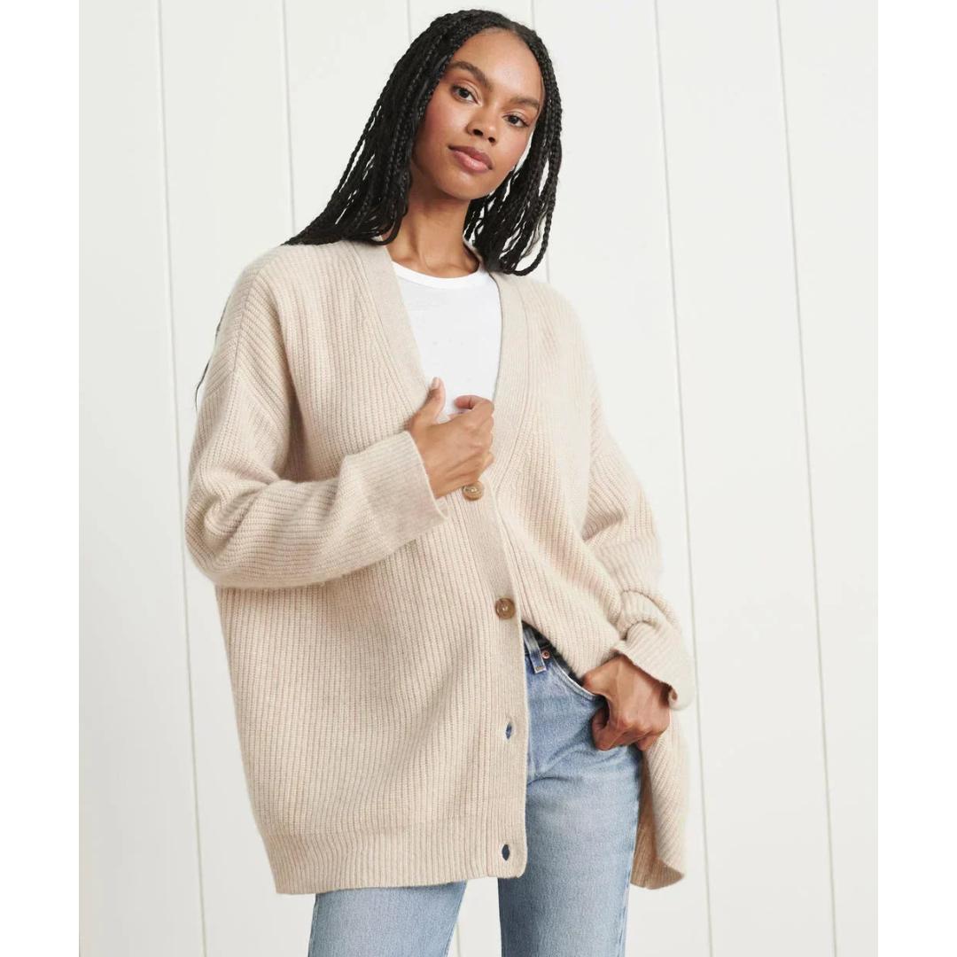 Ribbed Knit Button Cardigan | Relaxed Fit with Drop Shoulders | Soft Casual Layer