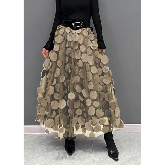 3D Appliqué Mesh Skirt | Voluminous Statement Tulle | High-Waist Layered Design