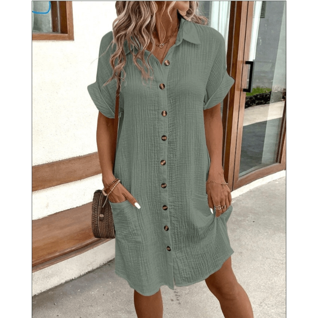 Button-Up Shirt Dress | Gauze Cotton | Relaxed Summer Fit