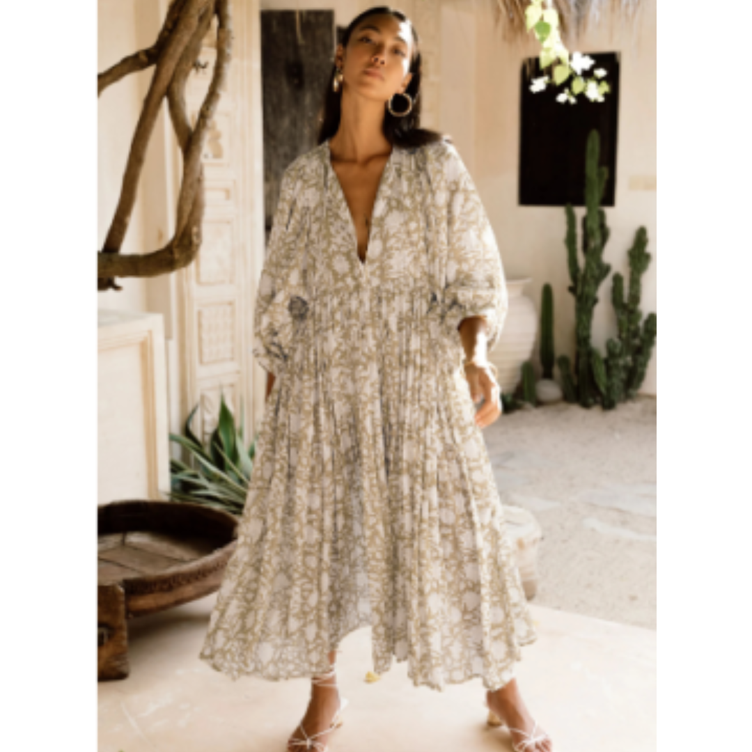 Bold Floral Print Midi Dress | Relaxed Fit | Lightweight Vacation Style