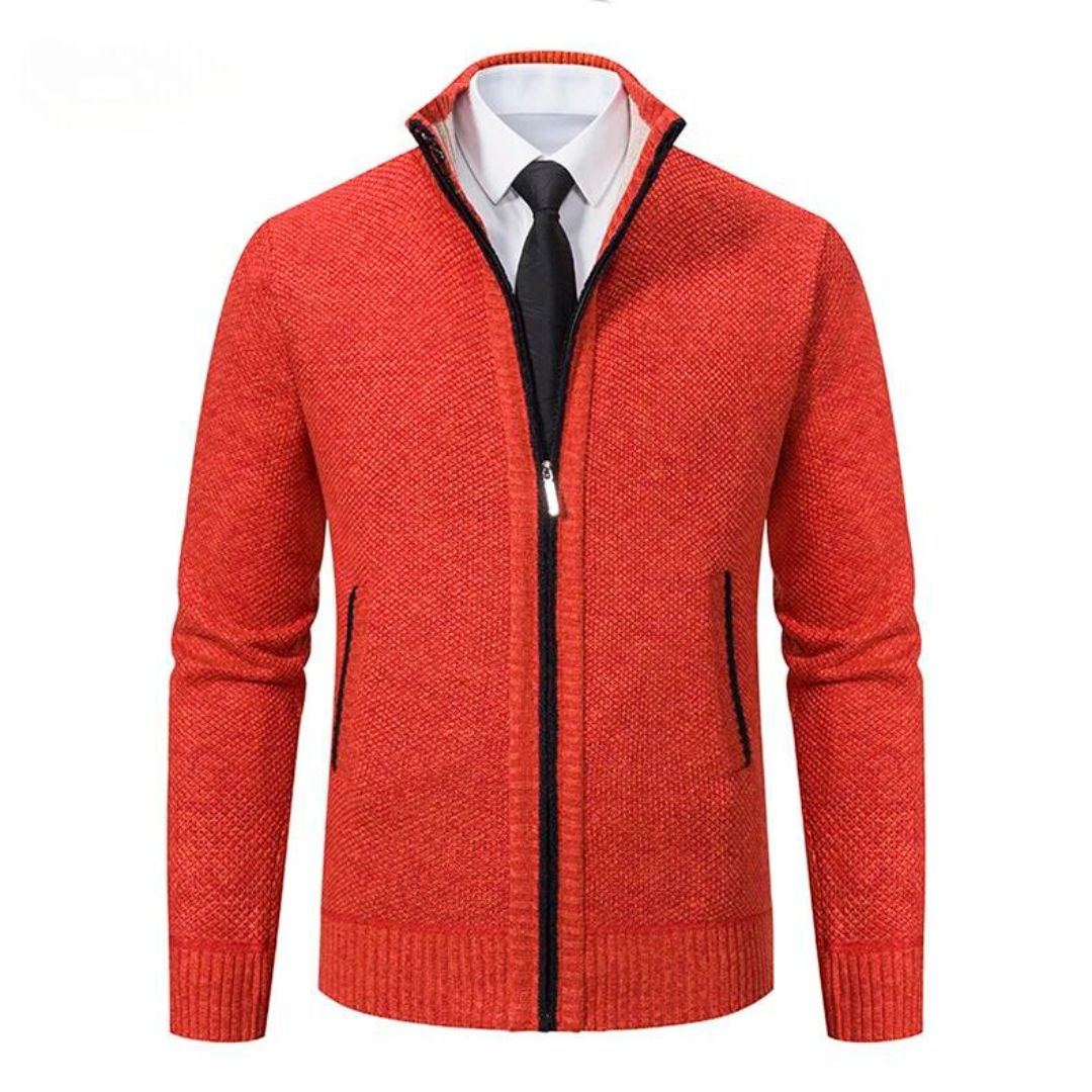Men’s Full Zip Knit Jacket | Ribbed Trim | Lightweight Layer