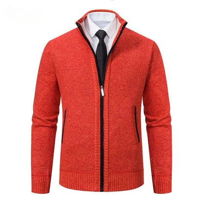 Men’s Full Zip Knit Jacket | Ribbed Trim | Lightweight Layer