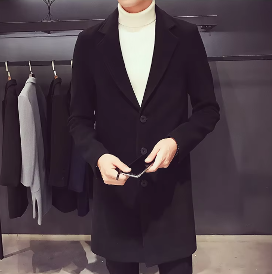 Men’s Wool-Blend Overcoat | Single-Breasted Classic Fit | Midweight Fall Jacket