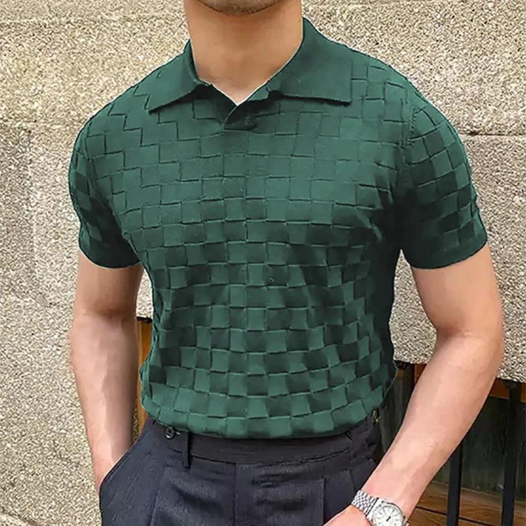 Men's Ribbed Knit Polo Shirt | Lightweight Textured Short Sleeve Top | Summer Casual Canada