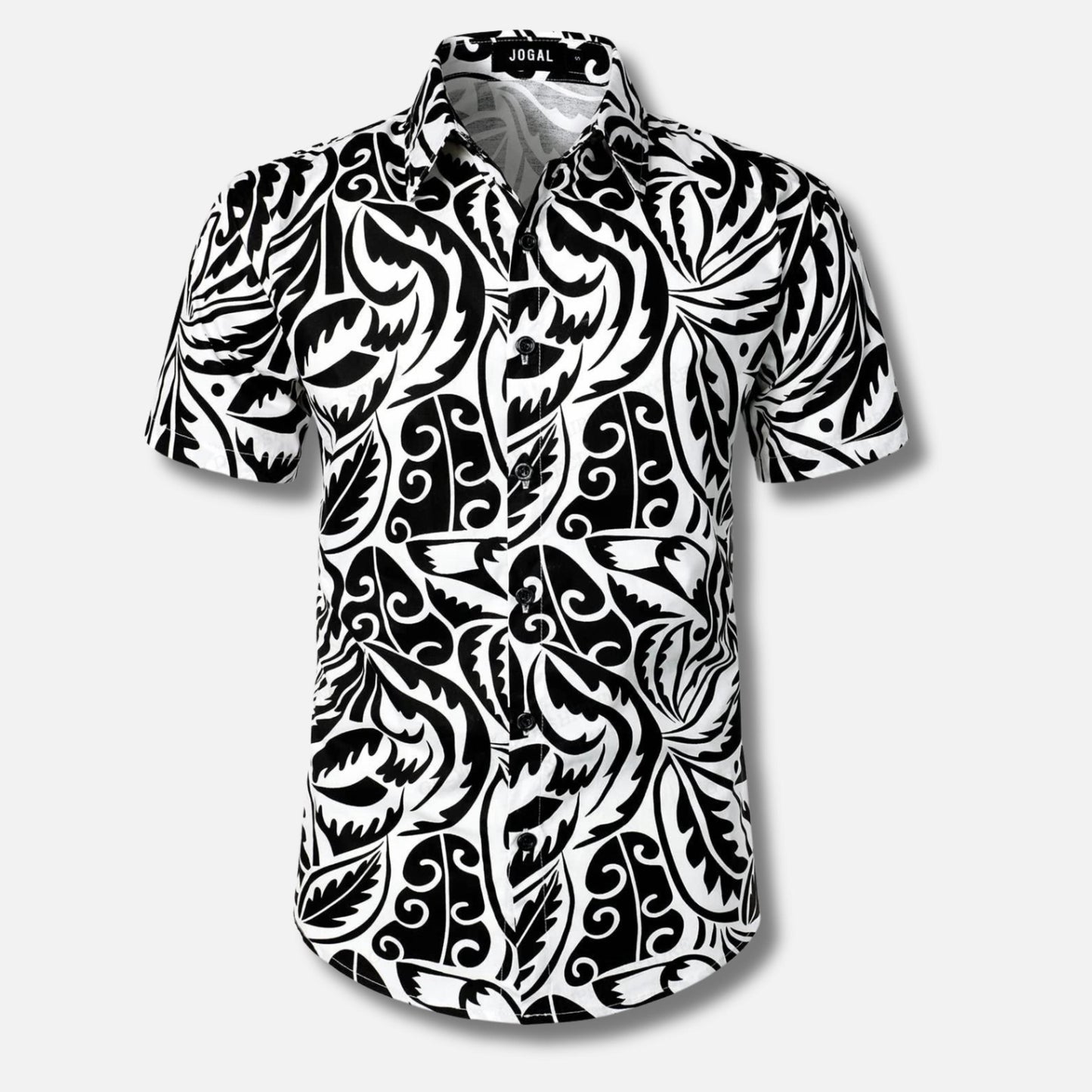 Men's Short Sleeve Button-Up Shirt | Lightweight Cotton Blend | Tropical Floral Print