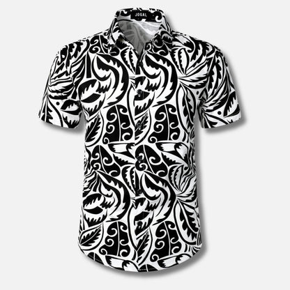 Men's Short Sleeve Button-Up Shirt | Lightweight Cotton Blend | Tropical Floral Print