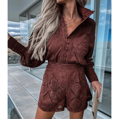 Lace Shirt Dress | Intricate Embroidery | Collared Long Sleeve Design | Perfect for Chic Daytime Looks