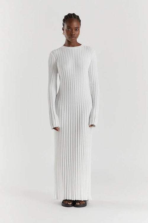 Ribbed Knit Maxi Dress | Soft Comfort | Long-Sleeve Design | Elegant Minimalism