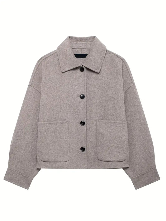 Cropped Wool-Blend Jacket | Minimalist Design | Boxy Fit | Modern Layer