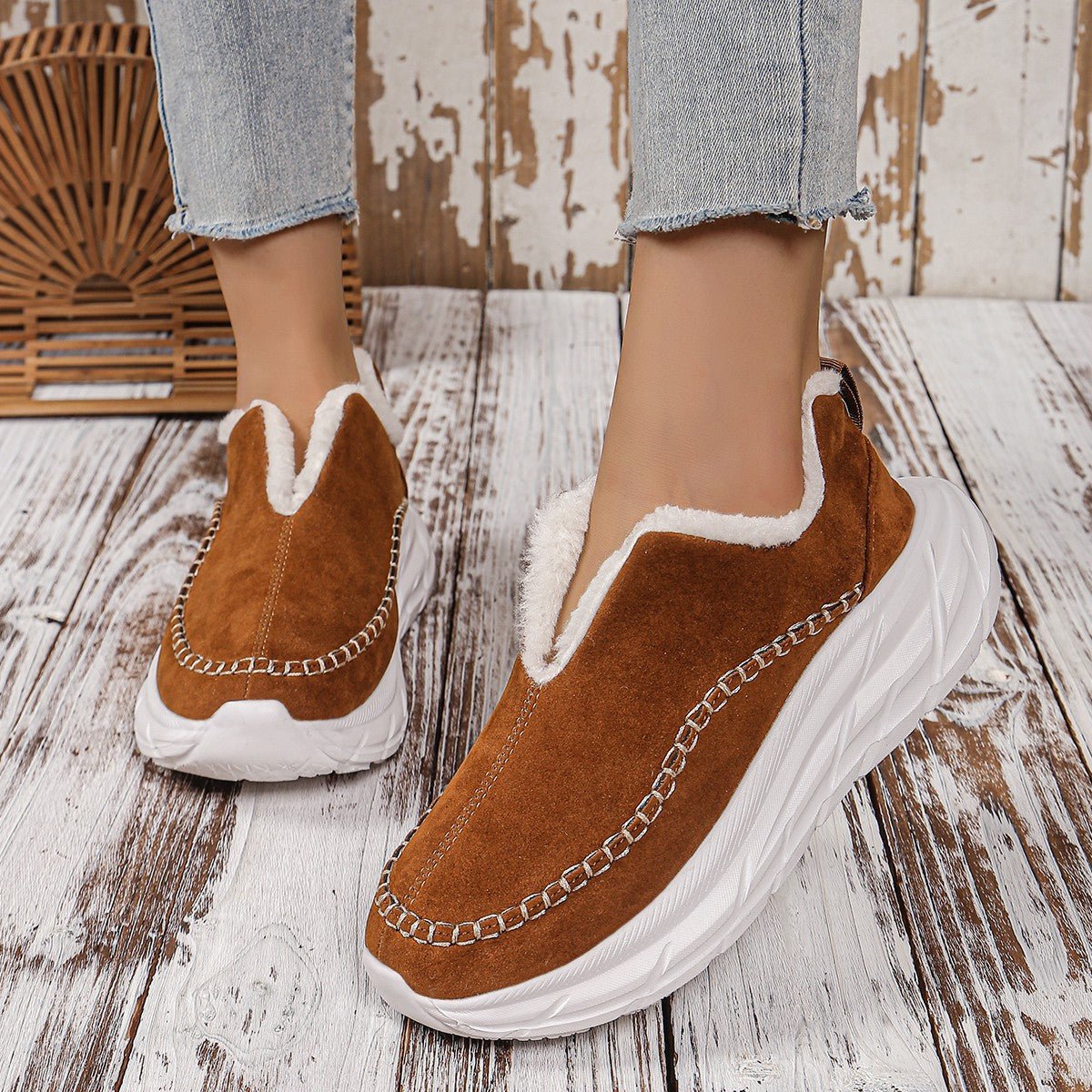 Cozy Slip-On Sneakers | Faux Suede Upper | Plush Lining | Casual Comfort