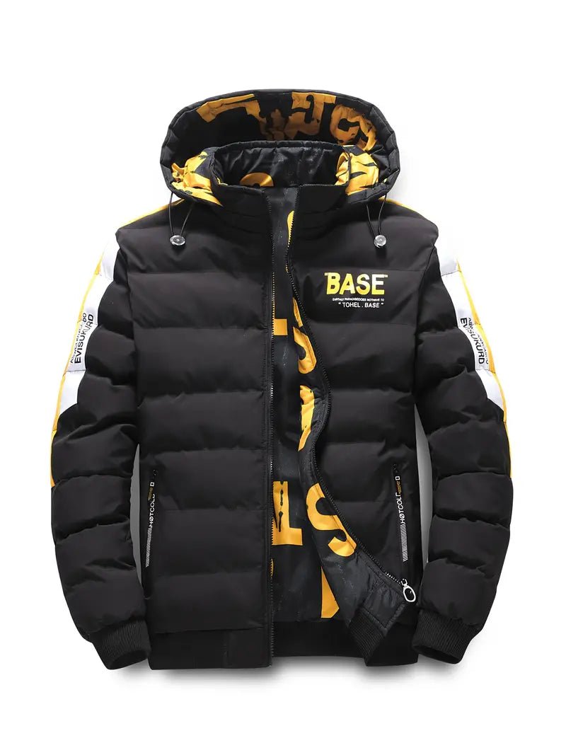 Men's Puffer Jacket | Bold Graphic Hood Lining | Insulated & Water-Resistant | Winter Streetwear