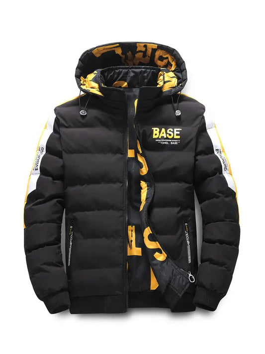 Men's Puffer Jacket | Bold Graphic Hood Lining | Insulated & Water-Resistant | Winter Streetwear