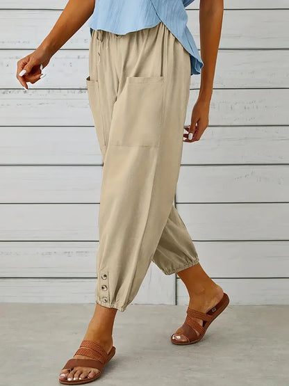 Women's Cropped Jogger Pants | Lightweight Elastic Waist | Casual Summer Lounge Pants