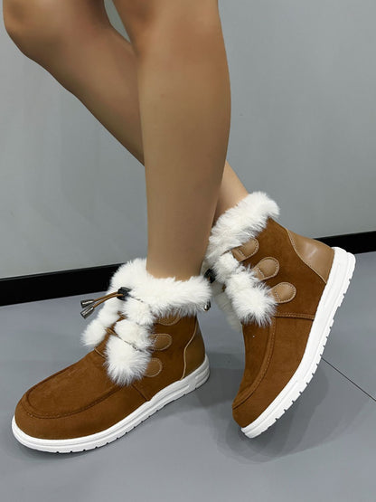 Winter Fur-Lined Ankle Boots | Faux Suede | Warm Plush Interior | Snow-Ready