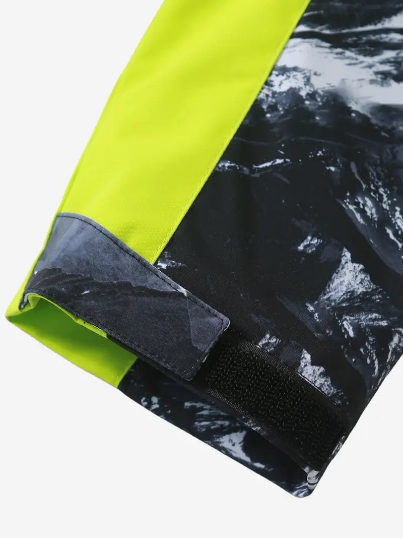 Men's High-Visibility Waterproof Jacket | Bold Graphic Design | Windproof & Lightweight | Outdoor Adventure
