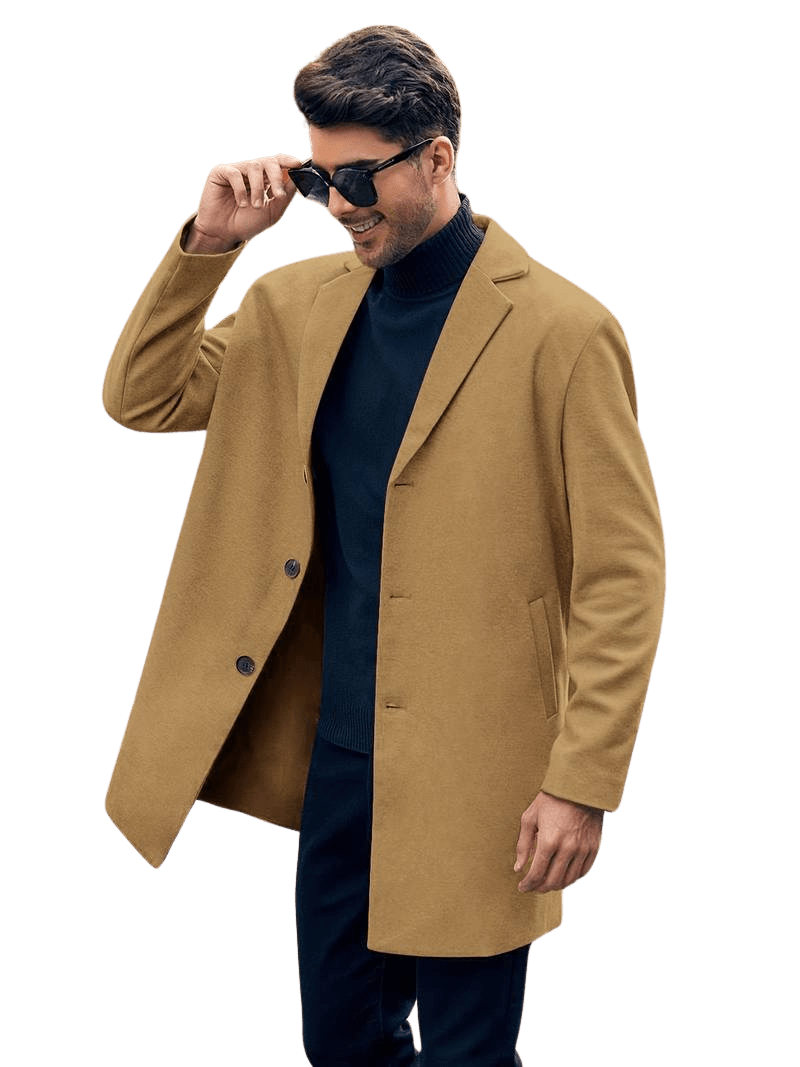 Men's Tailored Wool Overcoat | Classic Long Coat | Formal Winter Style