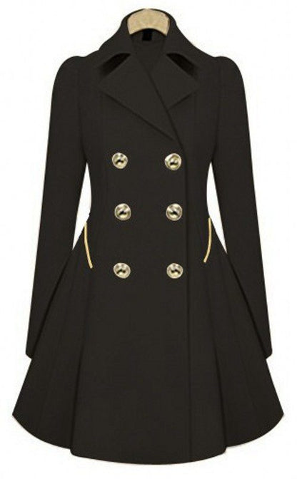 Flared Double-Breasted Coat | Polyester Blend | Elegant and Timeless