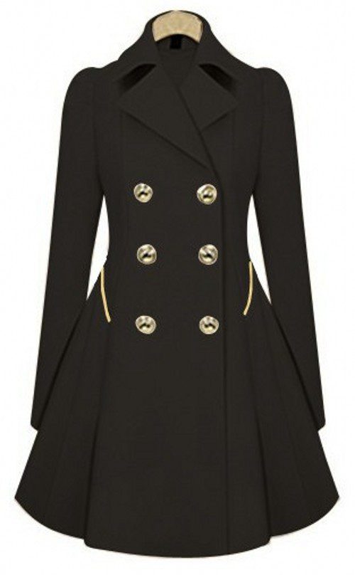 Flared Double-Breasted Coat | Polyester Blend | Elegant and Timeless