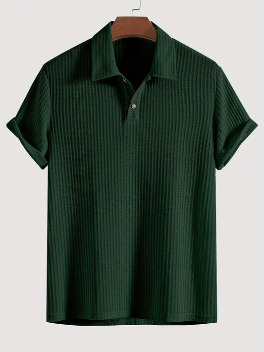 Men's Knit Polo Shirt | Textured Short Sleeve Top | Lightweight Summer Casualwear