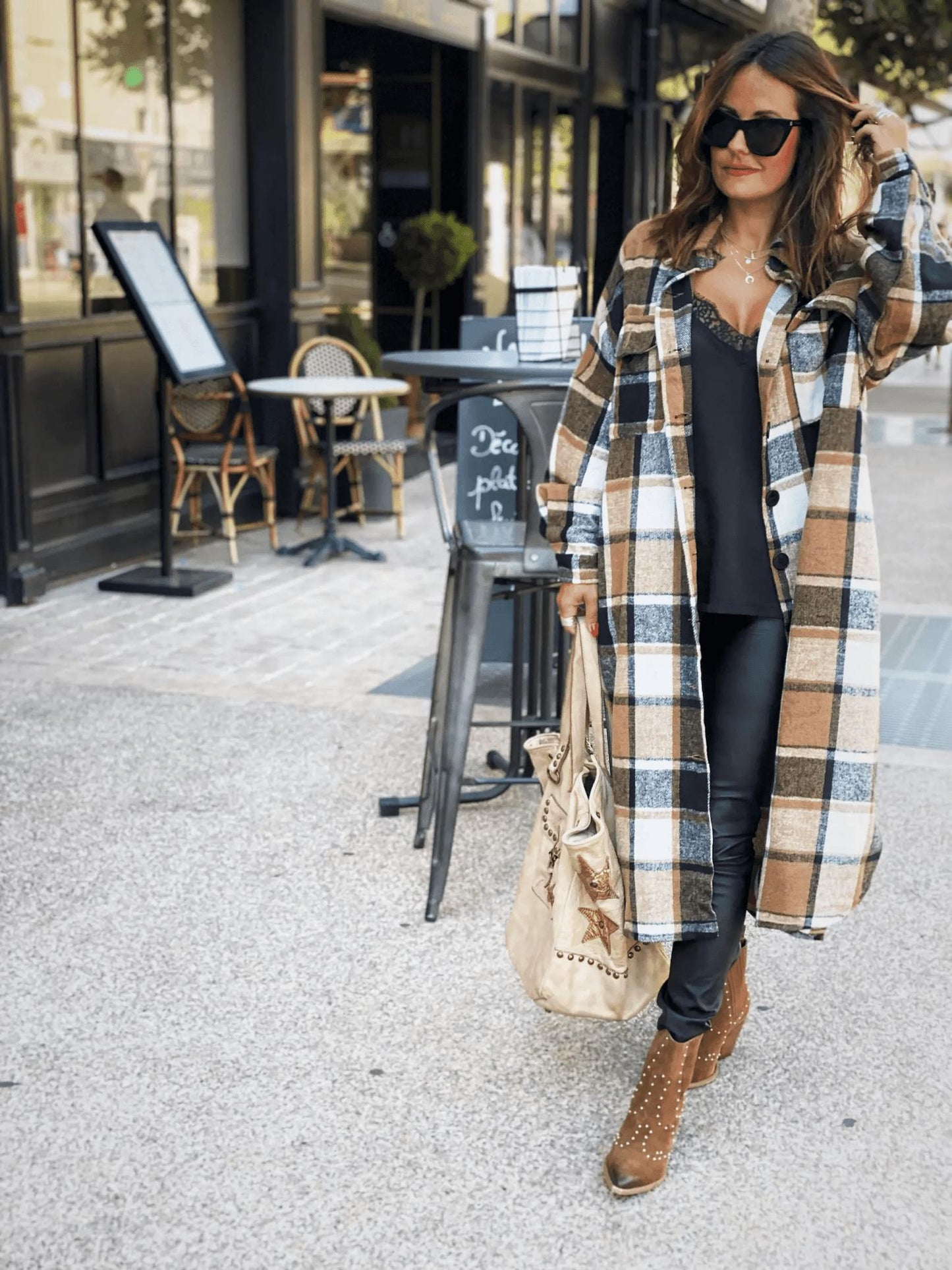 Long Plaid Flannel Shacket | Oversized Button-Up Coat | Cozy & Trendy | Fall & Winter Layering
