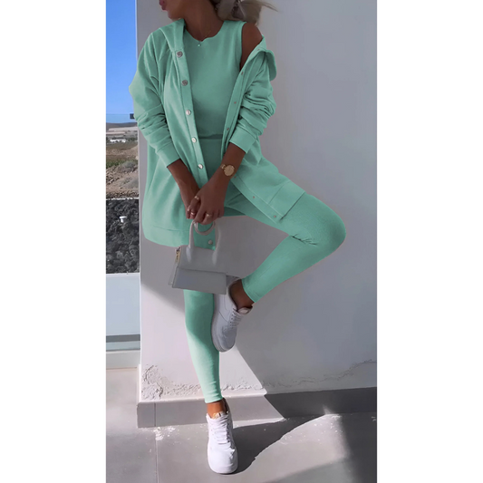3-Piece Ribbed Lounge Set | Tank, Cardigan & Leggings | Soft Athleisure Outfit Canada