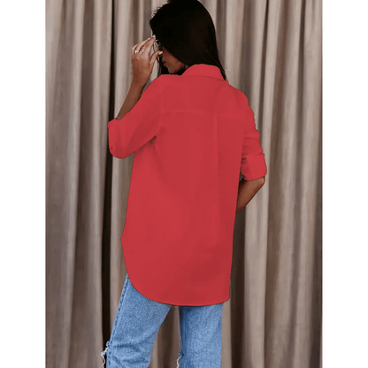 Longline Button-Up Shirt | Roll-Tab Sleeves | Classic Collar