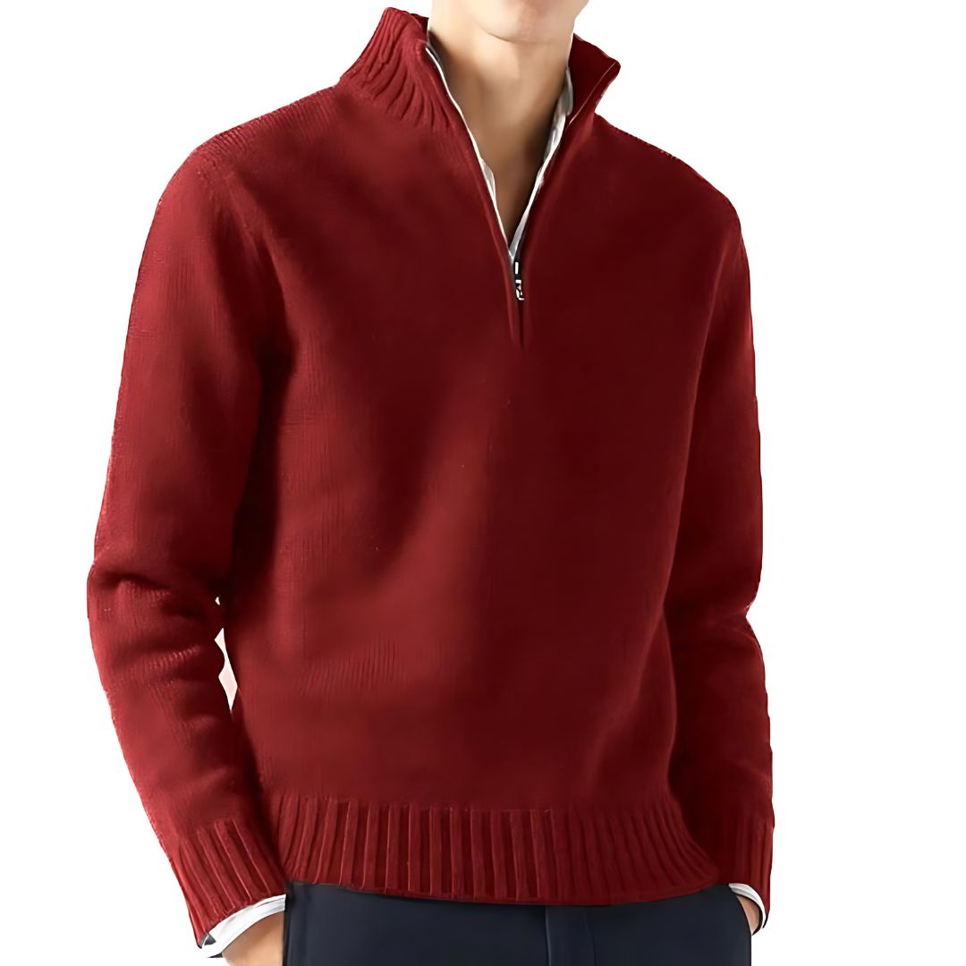 Men’s Half-Zip Sweater | Ribbed Knit Pullover | Warm Casual Layer